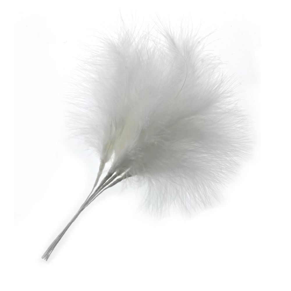 Feder auf Draht weiss 25cm x6