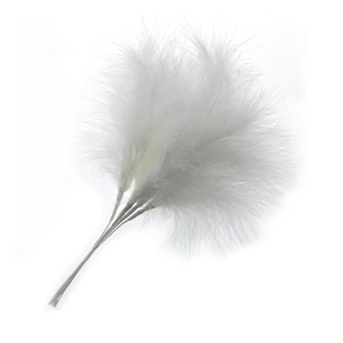 Feder auf Draht weiss 25cm x6