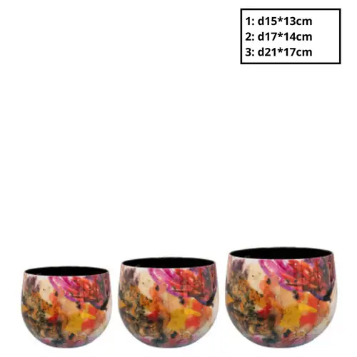 Übertopf Magnolia 3/Set gelb/rosa D21cm H17cm