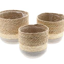 Korb Nora 3/Set natur blau D23cm H23cm