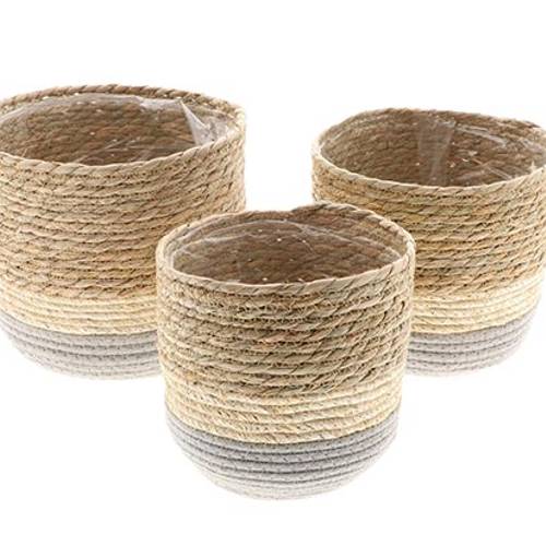 Korb Nora 3/Set natur blau D23cm H23cm