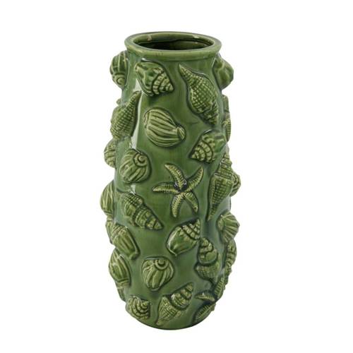 Keramik Vase Seashells grün D15cm H39cm
