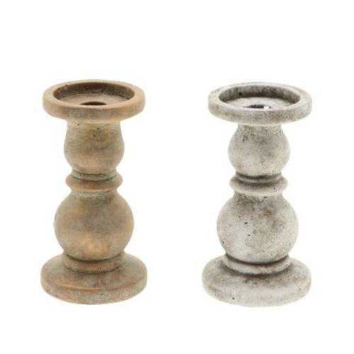 Kerzenständer Ava 2/Set weiss/gold D09.5cm H17cm