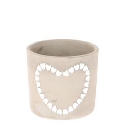 Keramik Stein Übertopf Amour weiss D14cm H13cm