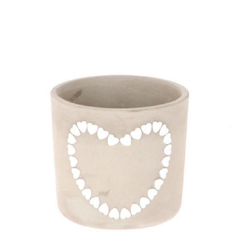 Keramik Stein Übertopf Amour weiss D14cm H13cm