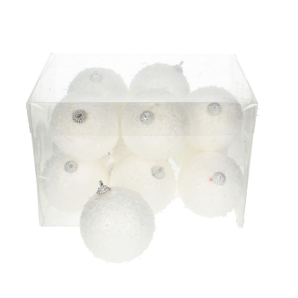 Kugel Schneeball weiss d8cm 12st 