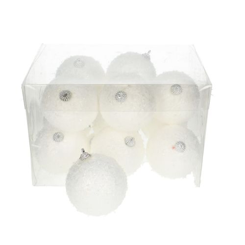 Kugel Schneeball weiss d8cm 12st 