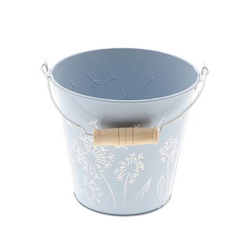 Zink Eimer Blume blau D13cm H12cm