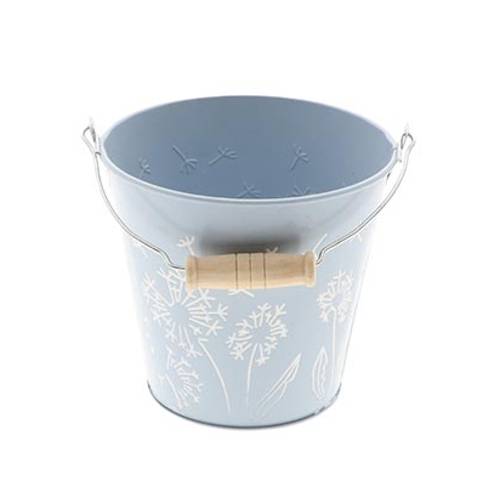 Zink Eimer Blume blau D13cm H12cm