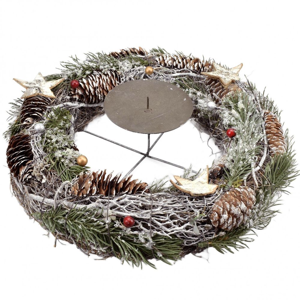 Kranz Kerzenständer grau D30cm