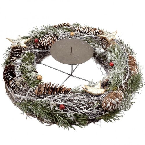 Kranz Kerzenständer grau D30cm