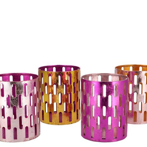 Glas Teelicht Jolly rosa mix  D10cm H13cm