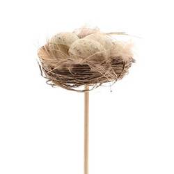 Nest+Eier auf Stab natur L50cm 04cm
