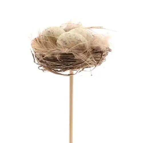 Nest+Eier auf Stab natur L50cm 04cm