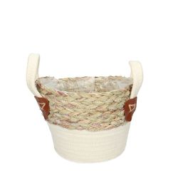 Korb Henkel Lily weiss/natur D18cm H16cm
