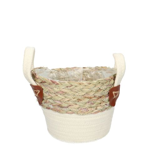 Korb Henkel Lily weiss/natur D18cm H16cm