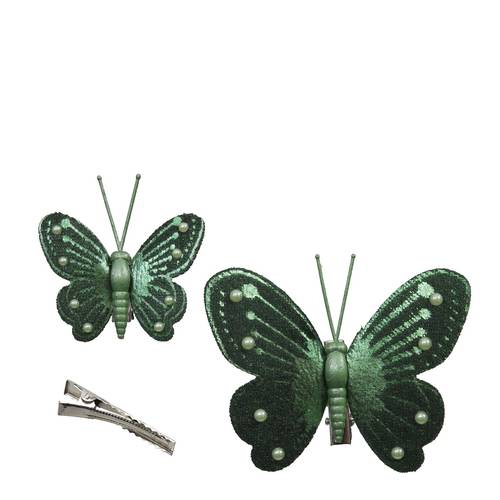 Schmetterling auf Clip grün 05-08cm