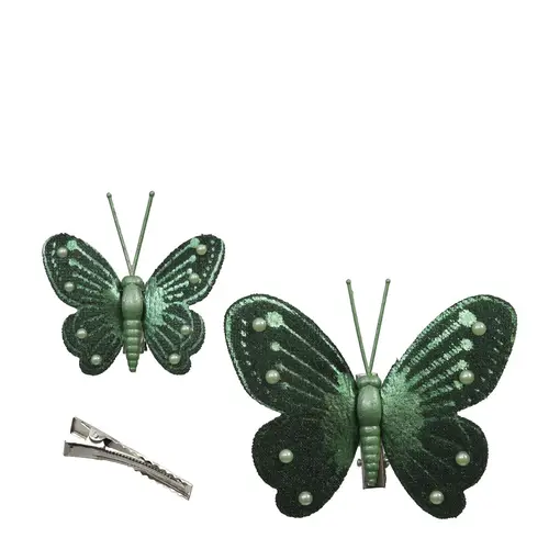 Schmetterling auf Clip grün 05-08cm
