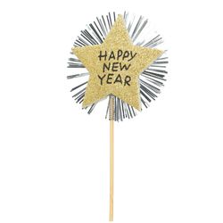 Stern Happy New Year auf Stab S9cm L50cm