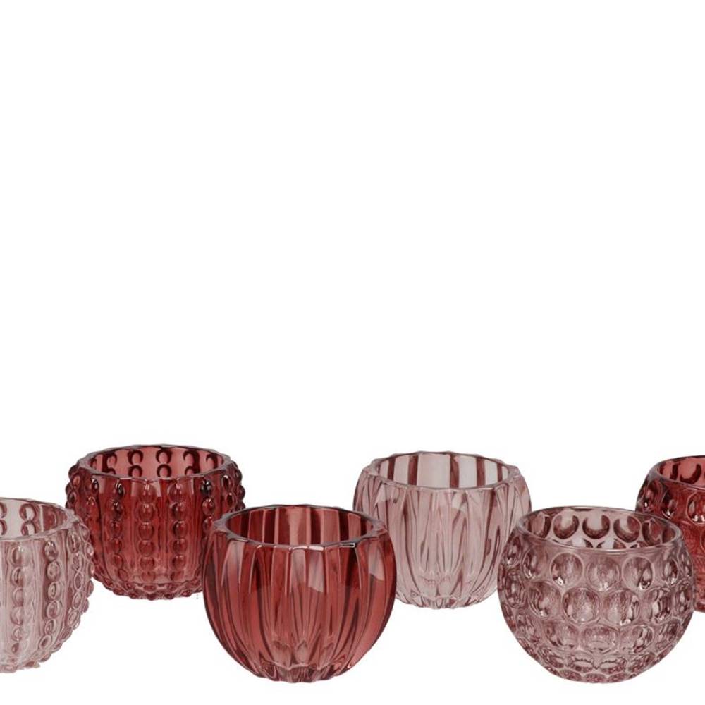 Glas Teelicht Jazz Structure Pink mix D08cm H06cm