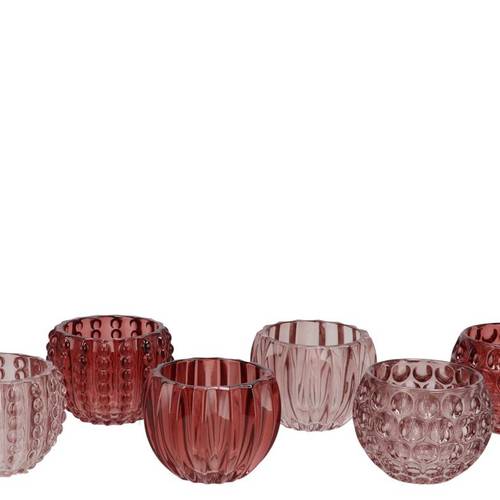 Glas Teelicht Jazz Structure Pink mix D08cm H06cm