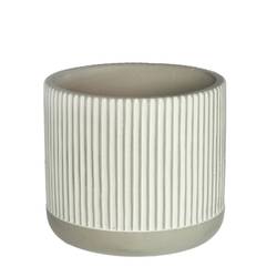 Keramik Übertopf Lines grau D12cm H10.5cm 