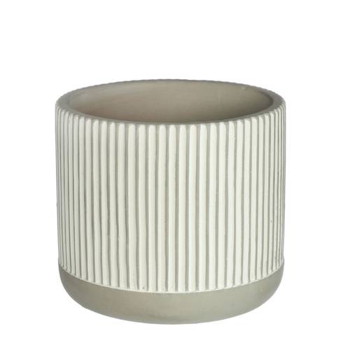 Keramik Übertopf Lines grau D12cm H10.5cm 