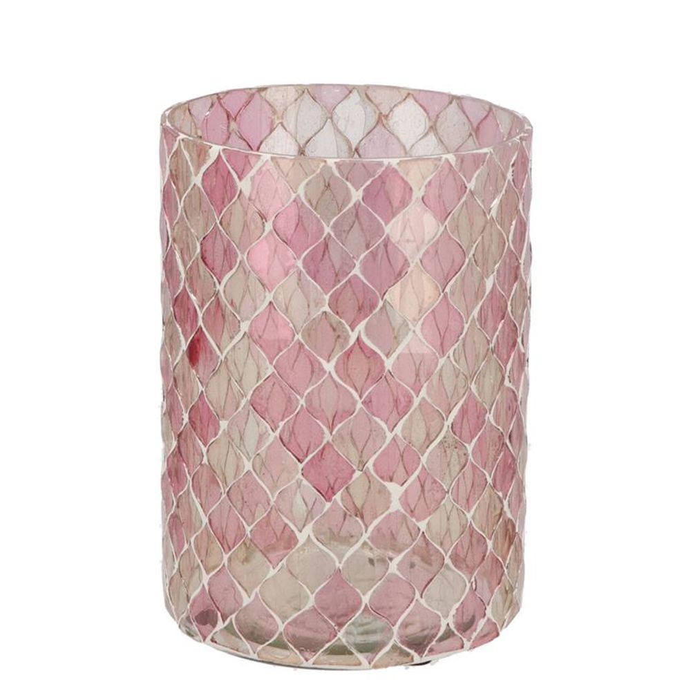 Glas Teelicht Mosaic rosa mix D10cm H15cm