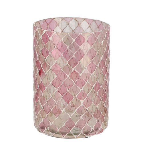 Glas Teelicht Mosaic rosa mix D10cm H15cm