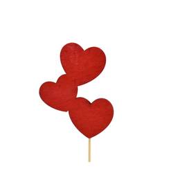 Herz Trio auf Stab rot L12cm D06cm x24