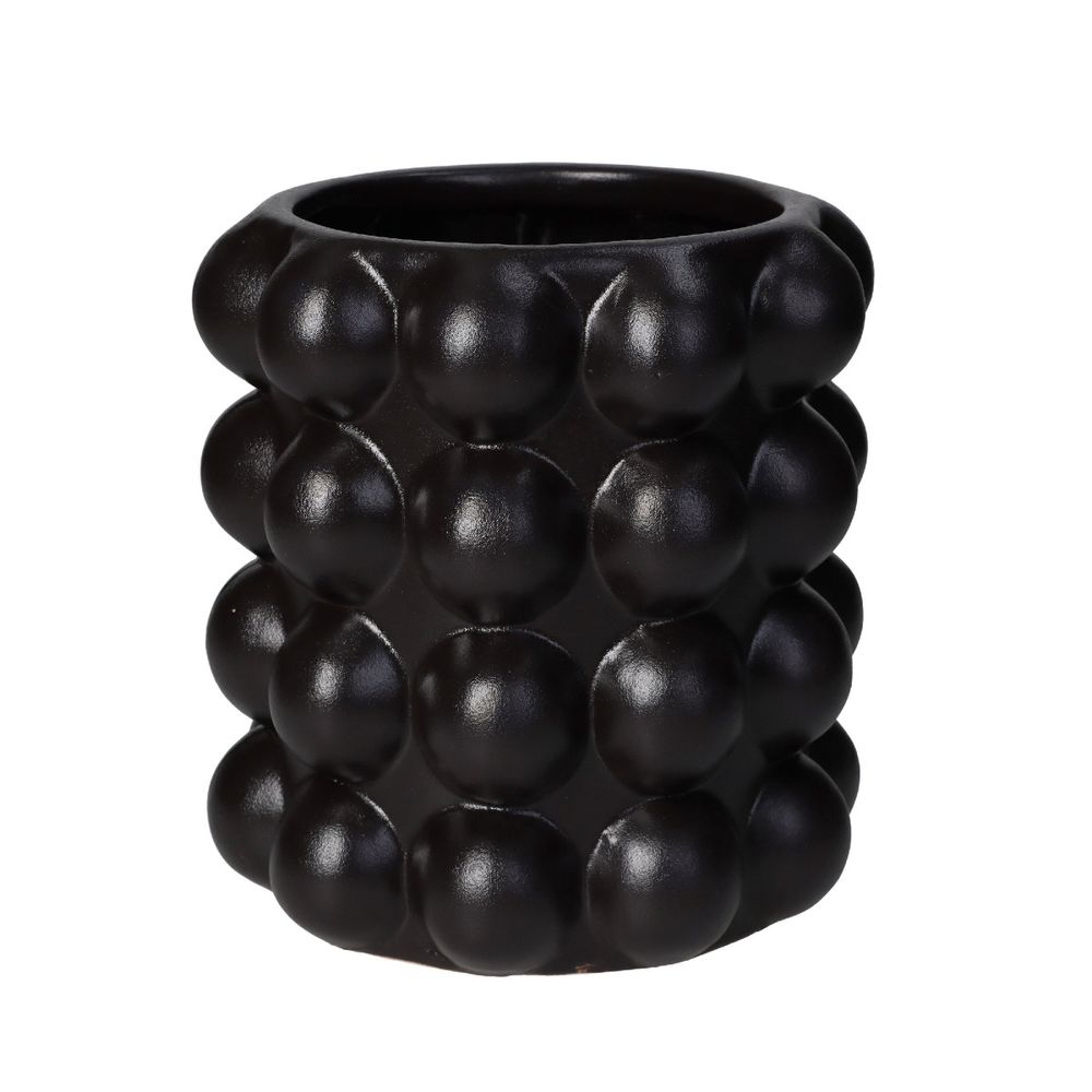 Keramik Übertopf Poppi schwarz D15.5 H17cm