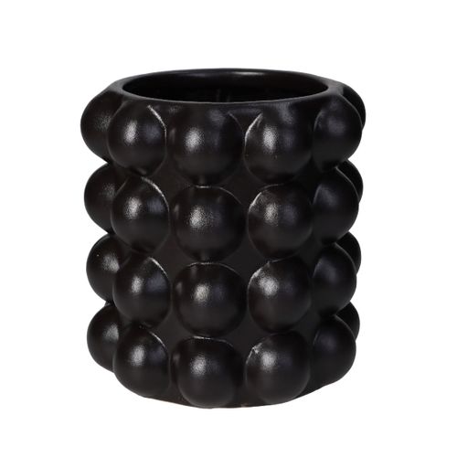Keramik Übertopf Poppi schwarz D15.5 H17cm