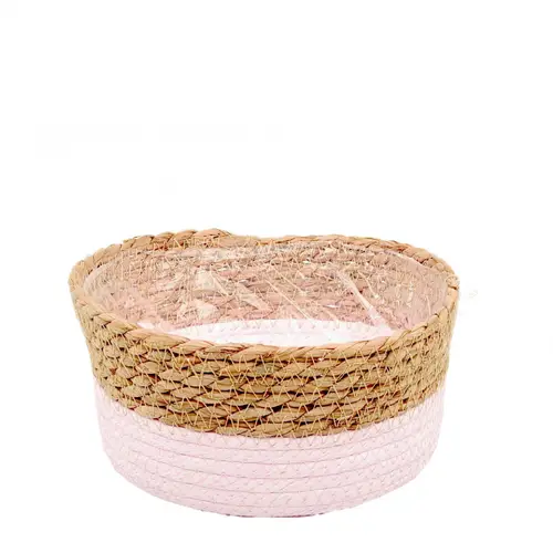 Korb Kitty hellrosa/natur D21.5cm H09.5cm