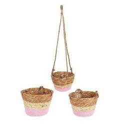 Korb Hang Makka rosa 3/Set D18cm H13cm