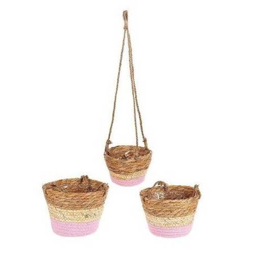 Korb Hang Makka rosa 3/Set D18cm H13cm