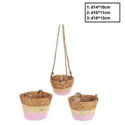 Korb Hang Makka rosa 3/Set D18cm H13cm