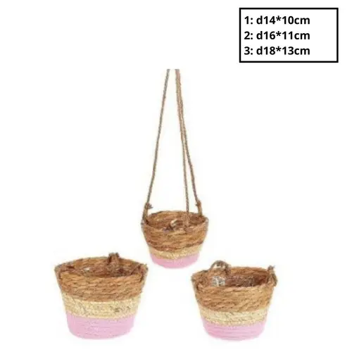 Korb Hang Makka rosa 3/Set D18cm H13cm