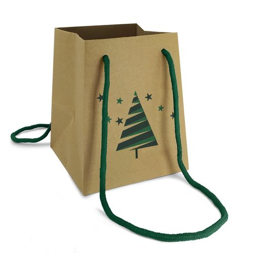 Tasche Deko natur grün 18x15x15cm
