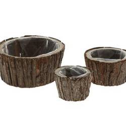 Rinde Übertopf 3/Set natur D27cm H12cm