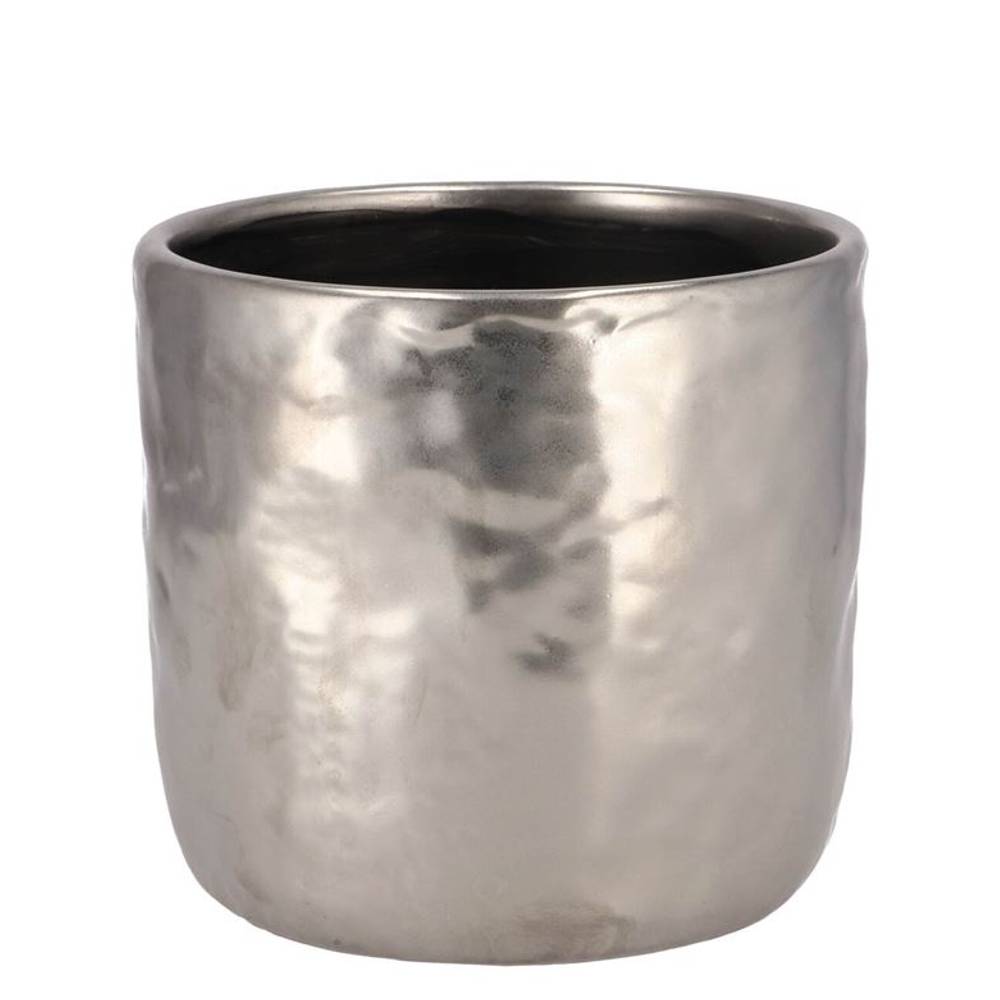 Keramik Übertopf Iron Stone silber D13cm H13cm