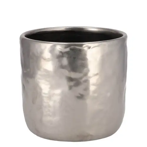 Keramik Übertopf Iron Stone silber D13cm H13cm