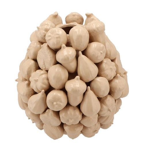 Keramik Vase Wald Früchte Beige D20cm H22cm
