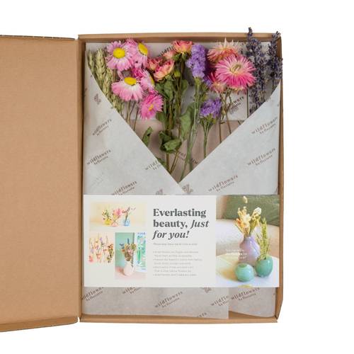 Geschenkbox +Trockenblumen Pink 30cm