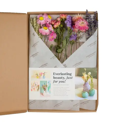 Geschenkbox +Trockenblumen Pink 30cm