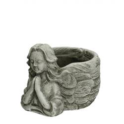 Beton Übertopf Engel grau 19.5x17x14.5cm