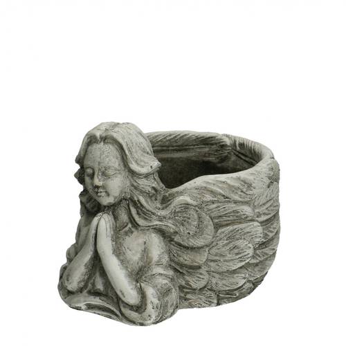 Beton Übertopf Engel grau 19.5x17x14.5cm