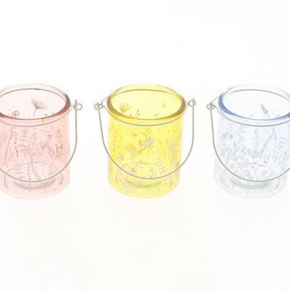 Glas Teelicht Blüte mix D08.5cm