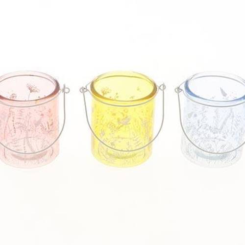 Glas Teelicht Blüte mix D08.5cm