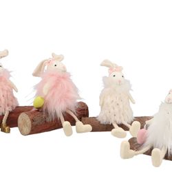 Hase flauschig weiss rosa 18x13cm