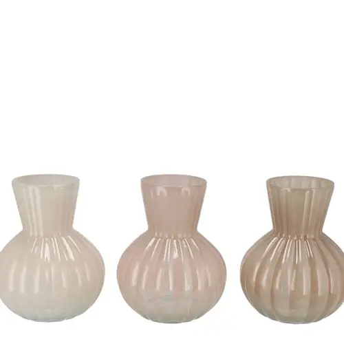 Glas Vase Feline mix creme D14cm H17cm